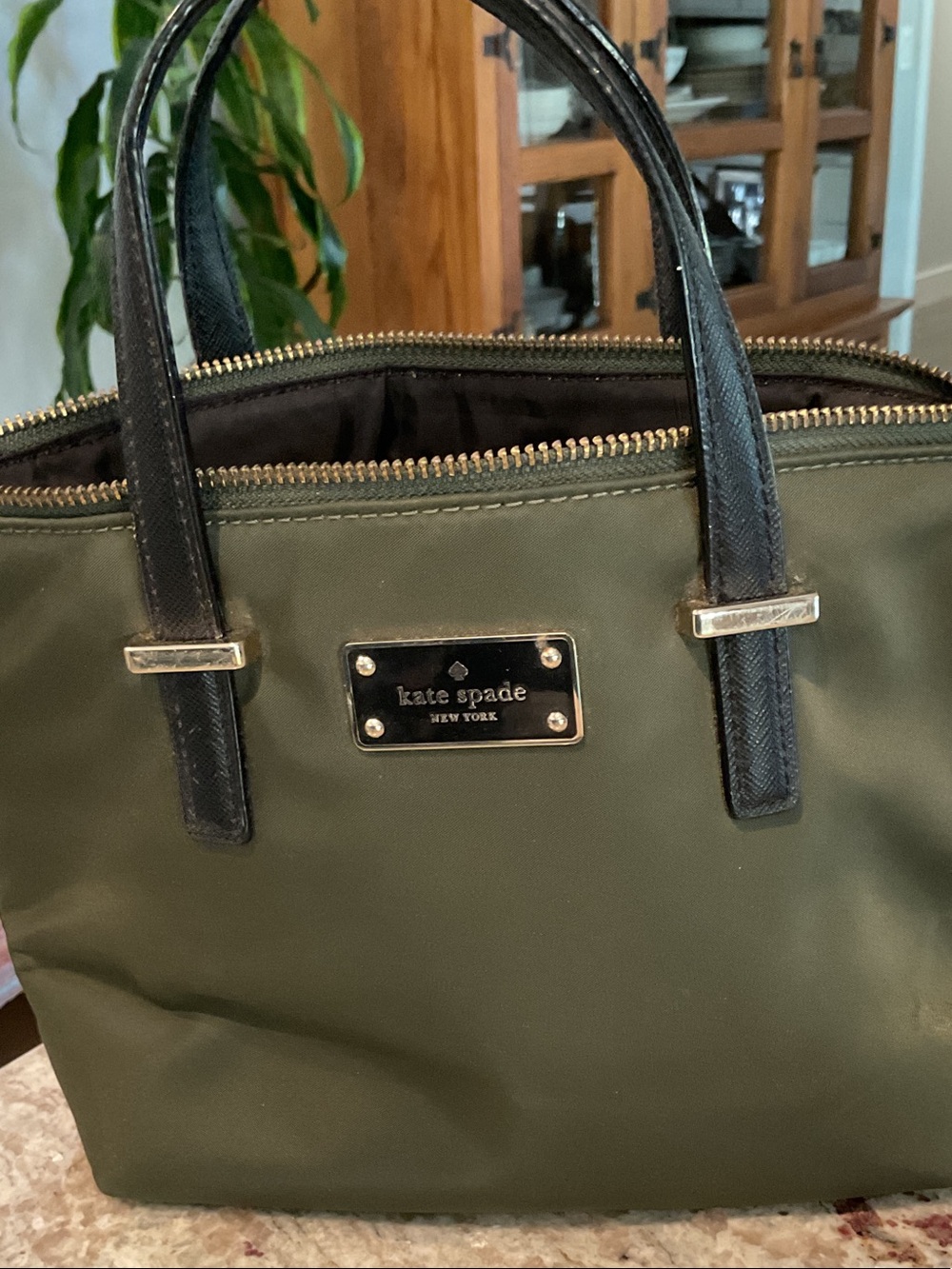 kate spade Olive Tote with Black Handles